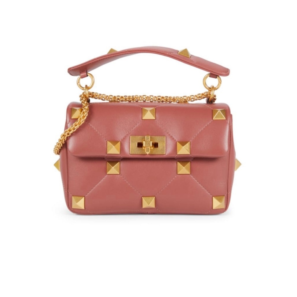 Valentino Garavani Roman Stud Medium Quilted Chain Bag Gingerbread